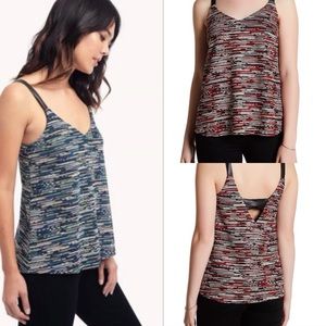 Ella Moss Camella Mesh Surplice Woven Cami, Red